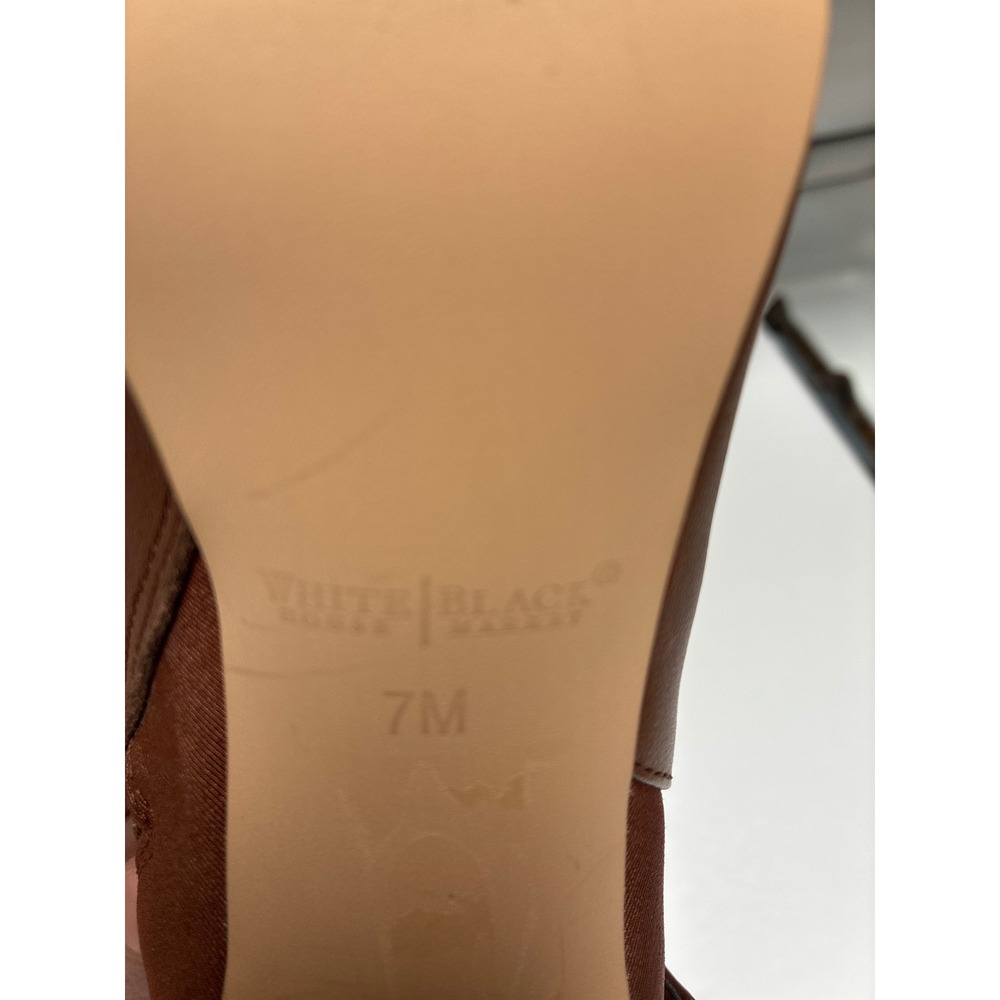 White House Black Market Cognac Brown Leather Stiletto Ankle Boots Size 7M - Picture 4 of 12